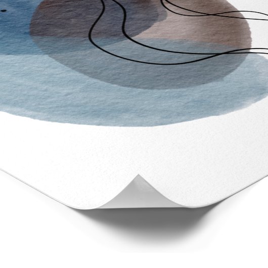 Tijdelijk modern Abstract kunstblauw roze zwart Poster (Hoek)