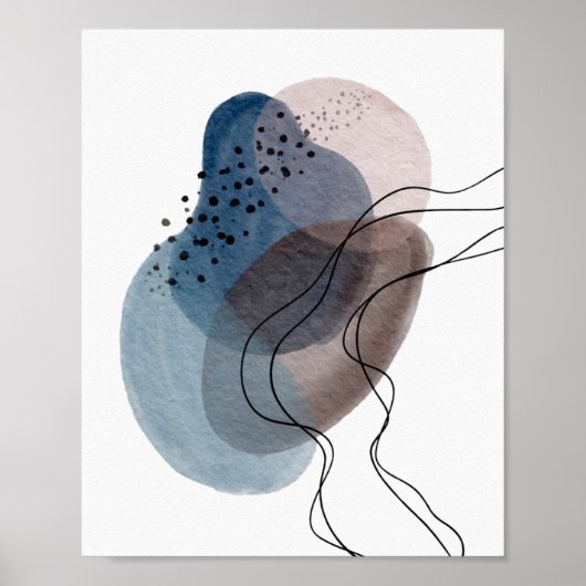 Tijdelijk modern Abstract kunstblauw roze zwart Poster (Voorkant)