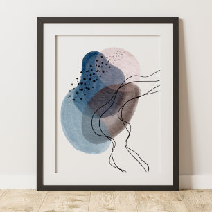 Tijdelijk modern Abstract kunstblauw roze zwart Poster