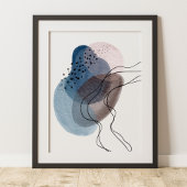 Tijdelijk modern Abstract kunstblauw roze zwart Poster