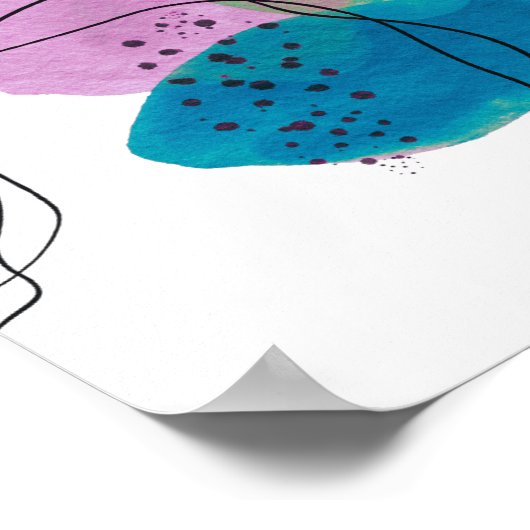 Tijdelijk modern Abstract kunstzwart Paars Blauwgr Poster (Hoek)