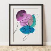 Tijdelijk modern Abstract kunstzwart Paars Blauwgr Poster