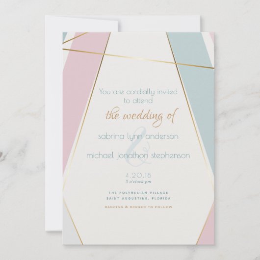 Tijdelijk modern Blauwgroen Roos voor geometrische Kaart (Voorkant)