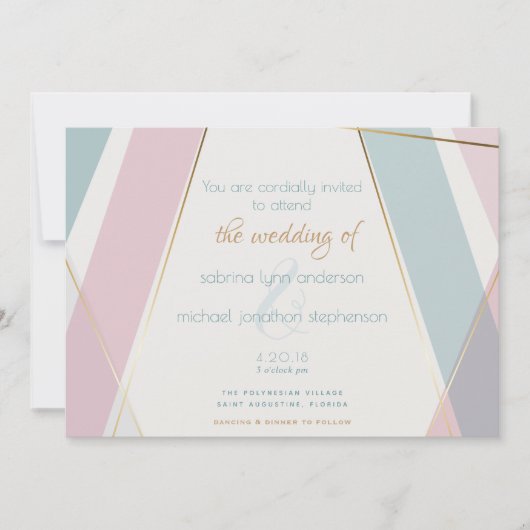 Tijdelijk modern Blauwgroen Roos voor geometrische Kaart (Voorkant)