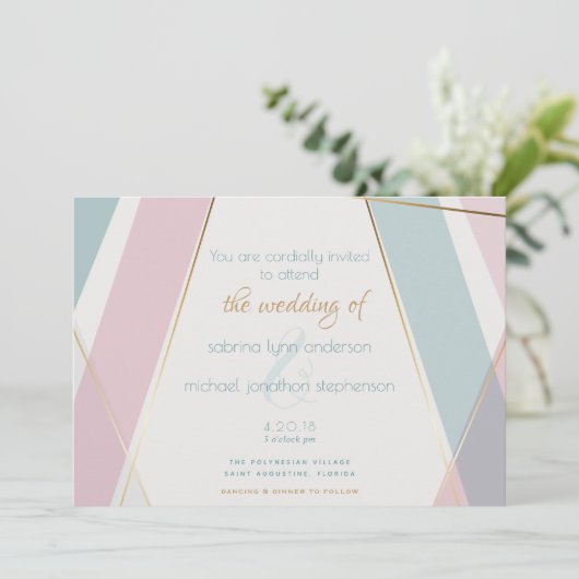 Tijdelijk modern Blauwgroen Roos voor geometrische Kaart (Staand voorkant)