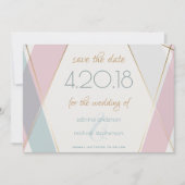 Tijdelijk modern Blauwgroen Roos voor geometrische Save The Date (Voorkant)
