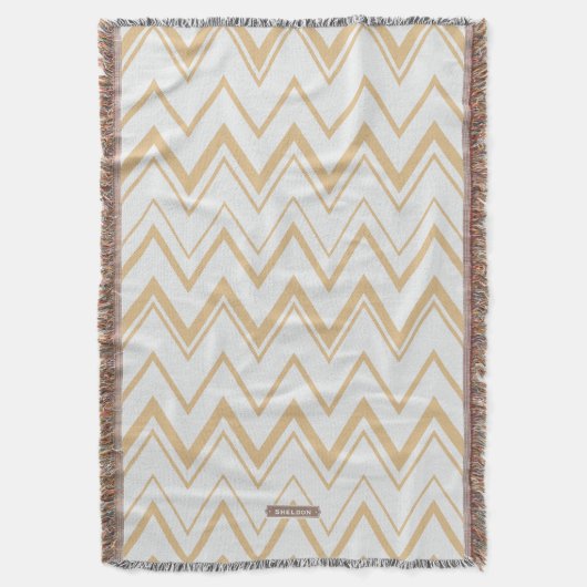 Tijdelijk neutraal wit chevron-patroon deken (Voorkant Verticaal)