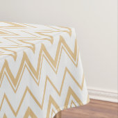 Tijdelijk neutraal wit chevron-patroon tafelkleed (Voorbeeld)