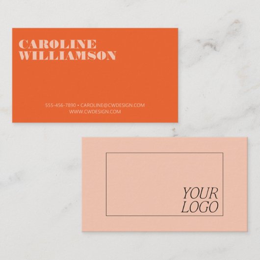 Tijdelijk Oranje minimalistisch Logo voor oude nam Visitekaartje (Voorkant / Achterkant)