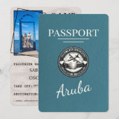 Tijdelijk paspoort voor huwelijksaankondiging Arub Save The Date (Voorkant / Achterkant)