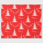 Tijdelijk rood en wit kerstfeest cadeaupapier (Vlak)