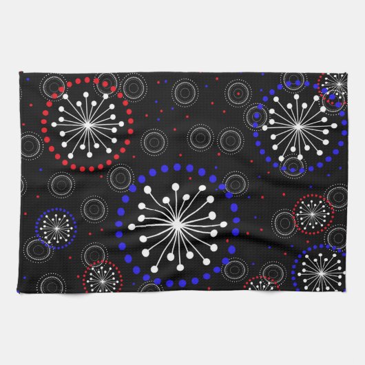 Tijdelijk rood wit vuurwerk theedoek (Horizontaal)