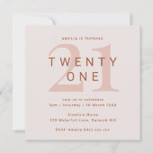 Tijdelijk Roos 21e verjaardag van de uitnodiging (Voorkant)
