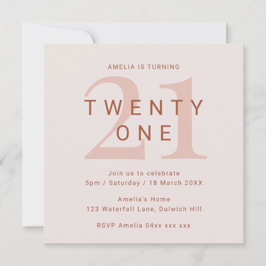 Tijdelijk Roos 21e verjaardag van de uitnodiging (Voorkant)
