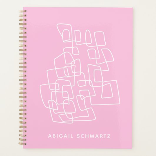 Tijdelijk roze Abstracte lijnkunst op maat Planner (Voorkant)