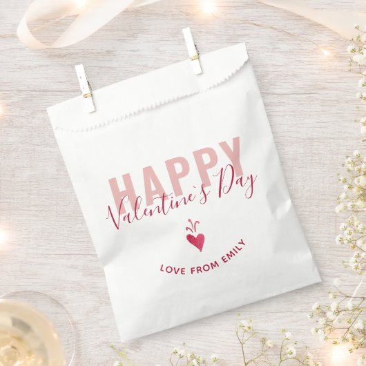 Tijdelijk roze rood hart Happy Valentijn Day Scrip Bedankzakje (Geknipt)