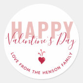 Tijdelijk roze rood hart Happy Valentijn Day Scrip Ronde Sticker (Voorkant)