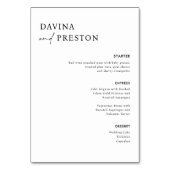 Tijdelijk script modern WEDDING DINNER MENU Kaart (Voorkant)