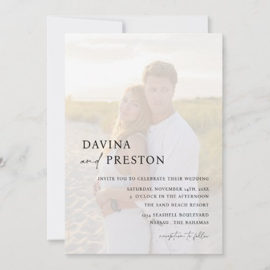 Tijdelijk script Moderne foto QR CODE RSVP Kaart (Voorkant)