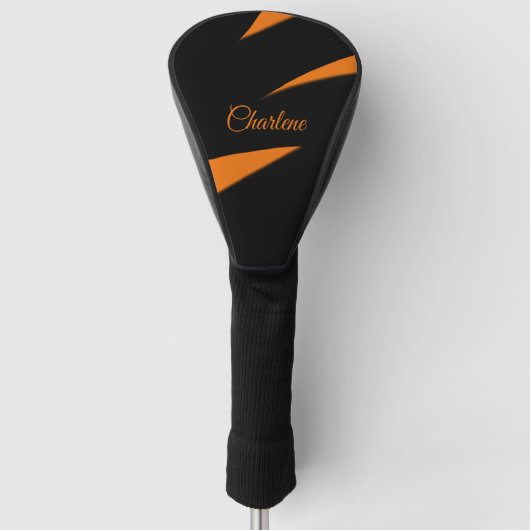 Tijdelijk Sinaasappel / zwart persoonlijk Golfheadcover (Voorkant)