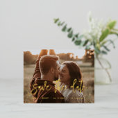 Tijdelijk sparen de datum gouden folie fotokaart folie uitnodiging briefkaart (Staand Voorkant)