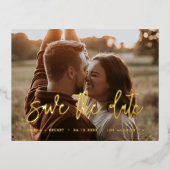 Tijdelijk sparen de datum gouden folie fotokaart folie uitnodiging briefkaart (Voorkant)