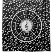 Tijdelijk zwart-wit muziekontwerp douchegordijn (Voorkant)