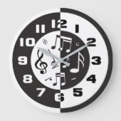 Tijdelijk zwart-wit muziekontwerp grote klok (Voorkant)