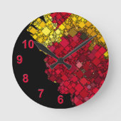 Tijdelijke Abstracte geometrische rode bloedgetall Ronde Klok (Voorkant)
