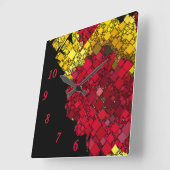 Tijdelijke Abstracte geometrische vijf rode cijfer Vierkante Klok (Hoek)