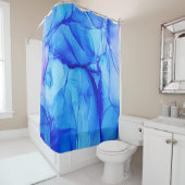 Tijdelijke Abstracte indigo Blue Paarse Swirls Douchegordijn (In situ)