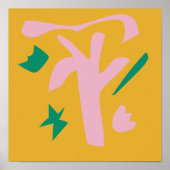 Tijdelijke Abstracte vormen - roze geel groen Poster (Voorkant)