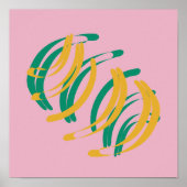 Tijdelijke Abstracte vormen - roze geel groen Poster (Voorkant)