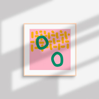 Tijdelijke Abstracte vormen - roze geel groen Poster