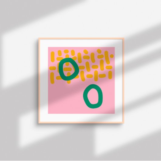 Tijdelijke Abstracte vormen - roze geel groen Poster