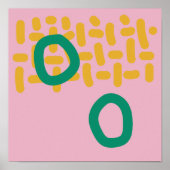 Tijdelijke Abstracte vormen - roze geel groen Poster (Voorkant)