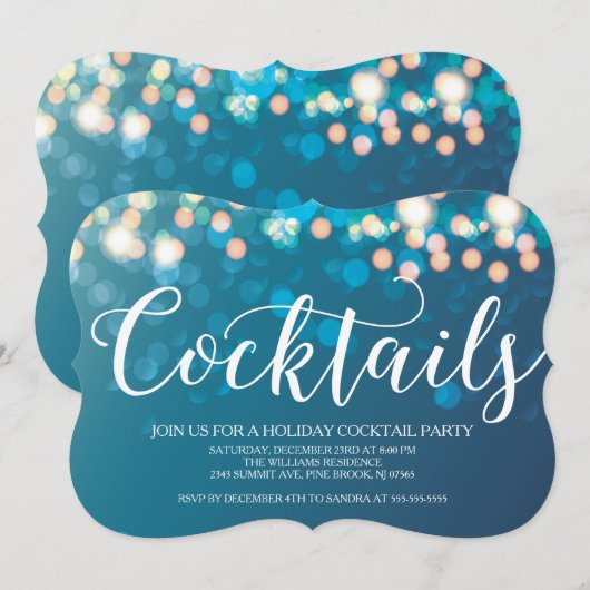 Tijdelijke blauwe bokeh Cocktail Kaart (Voorkant / Achterkant)