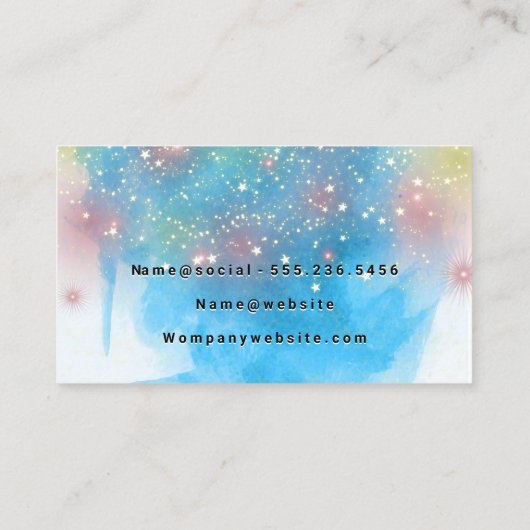 Tijdelijke blauwe Waterverf | Star Gold Dust Visitekaartje (Achterkant)