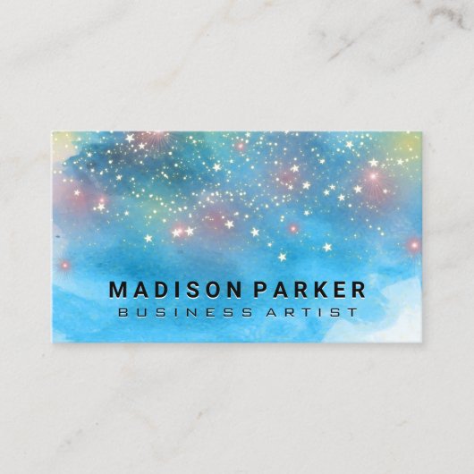 Tijdelijke blauwe Waterverf | Star Gold Dust Visitekaartje (Voorkant)