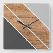 Tijdelijke blokstrepen op houtkorrel vierkante klok (Voorkant)