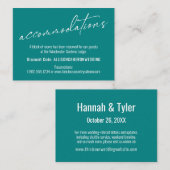 Tijdelijke eenvoudige elegante Blauwgroen accommod Informatiekaartje (Voorkant / Achterkant)