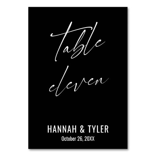 Tijdelijke Elegant Black Table Eleven Kaart (Voorkant)