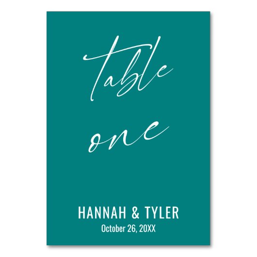 Tijdelijke elegante Blauwgroen tabel 1 Kaart (Voorkant)