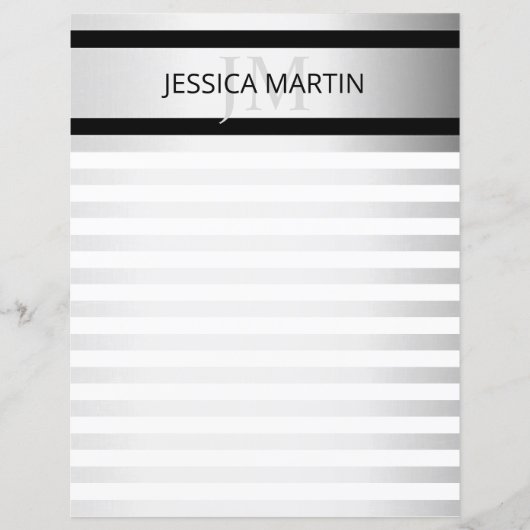 Tijdelijke Faux Silver Ombre Stripes & Black (Voorkant)