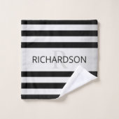 Tijdelijke Faux Silver Ombre Stripes & Black Bad Handdoek (Wasdoekje)