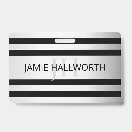 Tijdelijke Faux Silver Ombre Stripes & Black Badge (Voorkant)