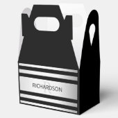 Tijdelijke Faux Silver Ombre Stripes & Black Bedankdoosjes (Geopend)