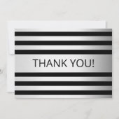 Tijdelijke Faux Silver Ombre Stripes & Black Bedankkaart (Voorkant)