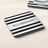 Tijdelijke Faux Silver Ombre Stripes & Black Bier Onderzetter (Linkerzijde)