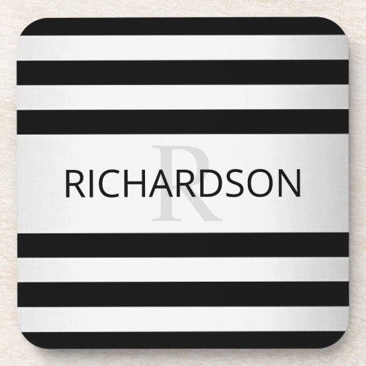 Tijdelijke Faux Silver Ombre Stripes & Black Bier Onderzetter (Voorkant)